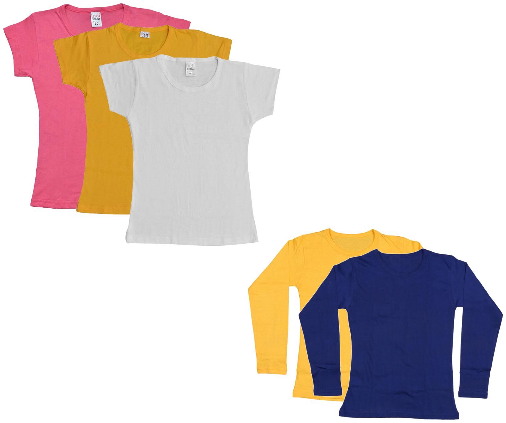 

Indiweaves Girl Cotton Solid T shirt - Multi