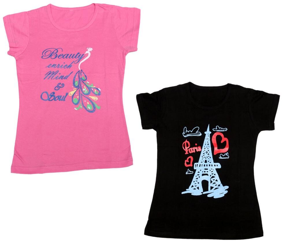 

Indiweaves Girl Cotton Printed T shirt - Multi