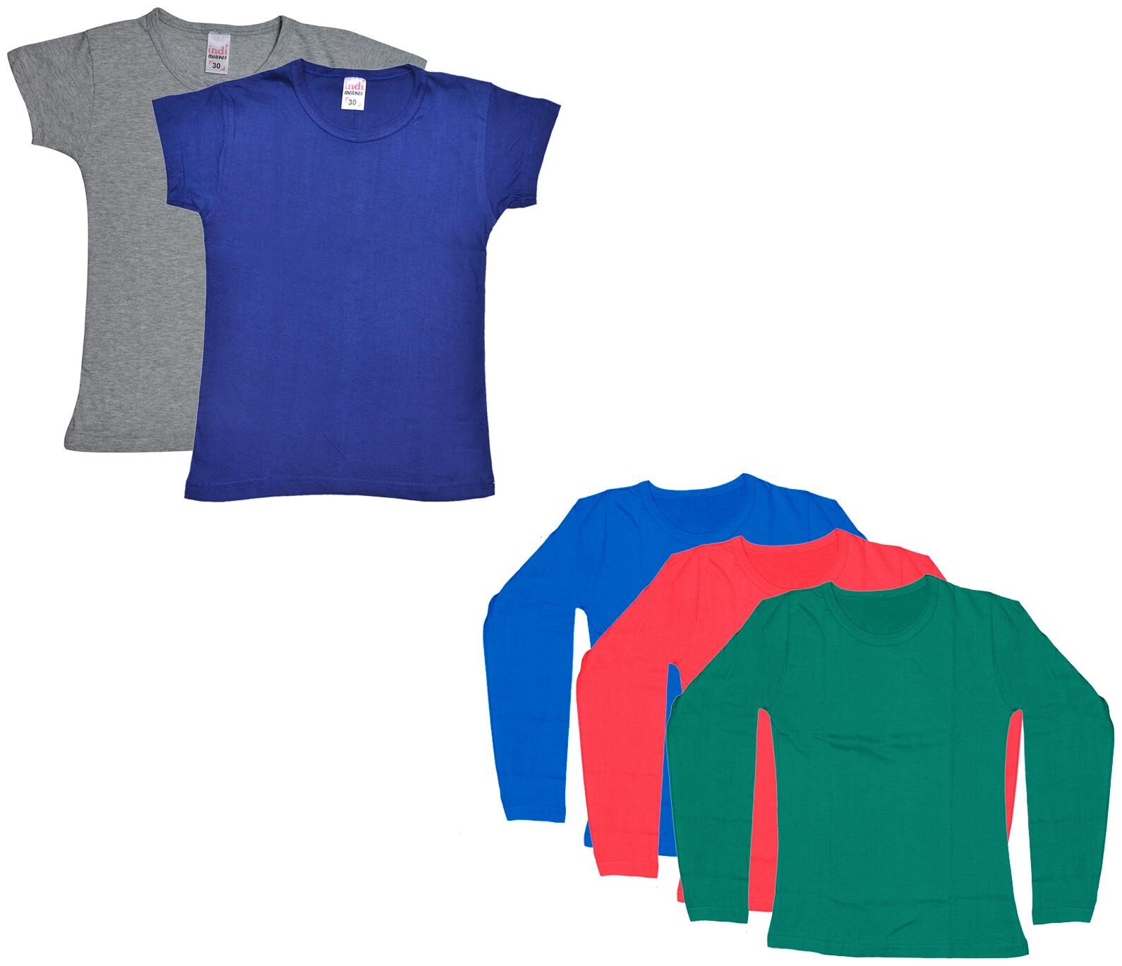 

Indiweaves Girl Cotton Solid T shirt - Multi