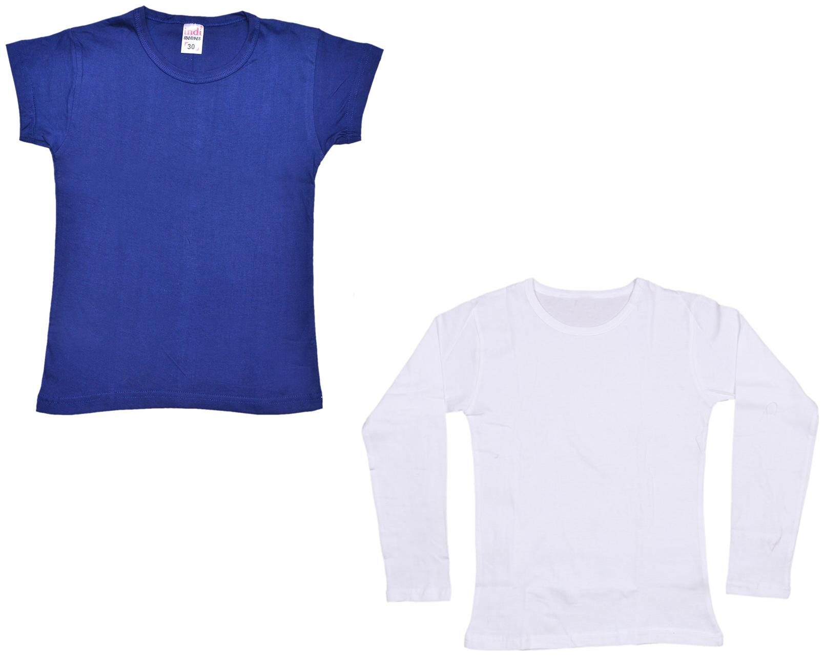 

Indiweaves Girl Cotton Solid T shirt - Multi