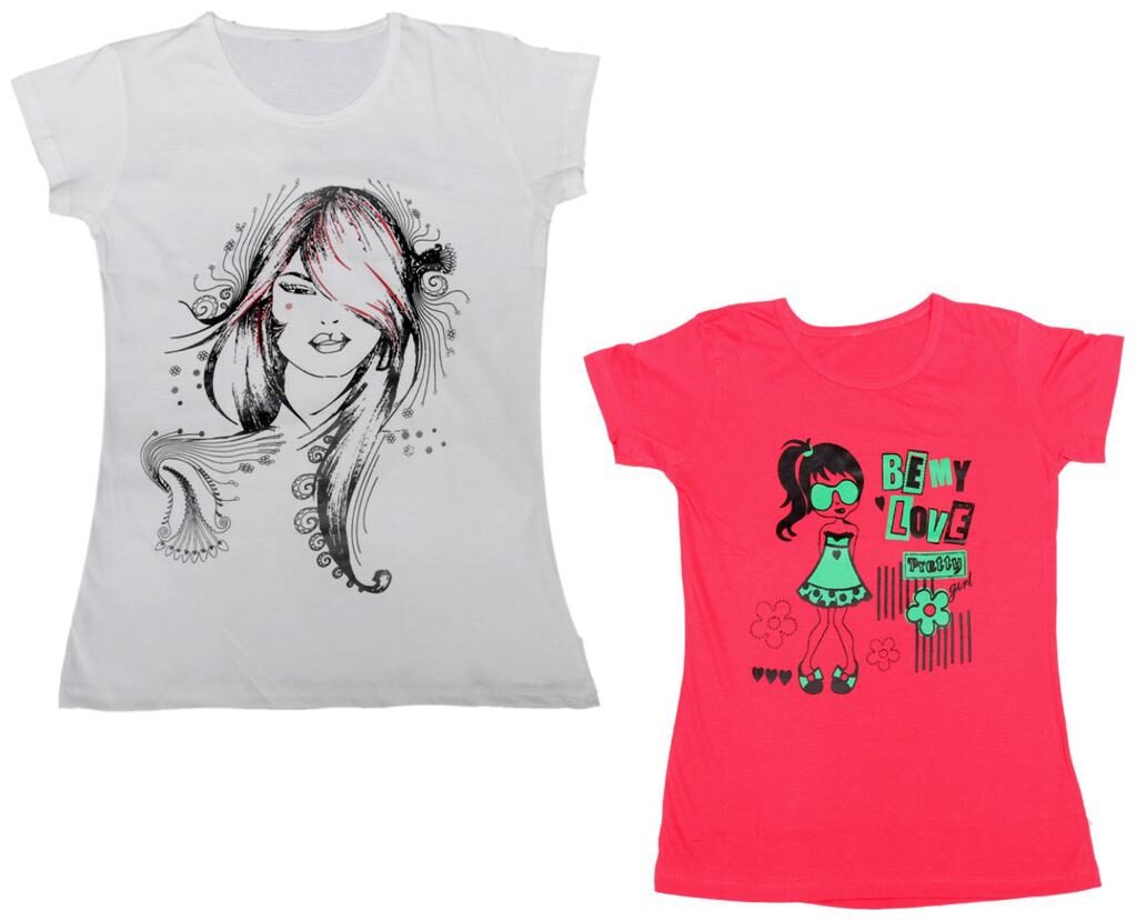 

Indiweaves Girl Cotton Printed T shirt - Blue
