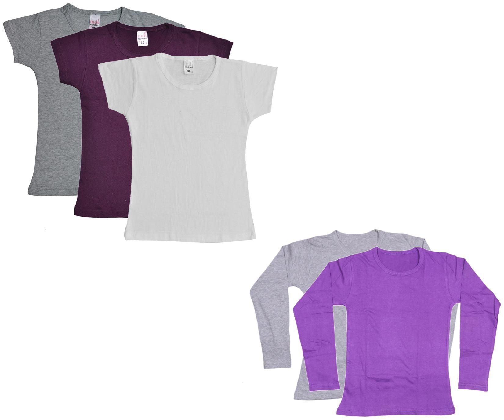 

Indiweaves Girl Cotton Solid T shirt - Multi