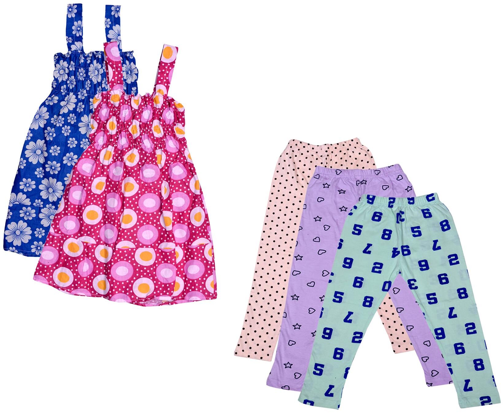 

Indiweaves Girl Cotton Top Bottom Set - Multi