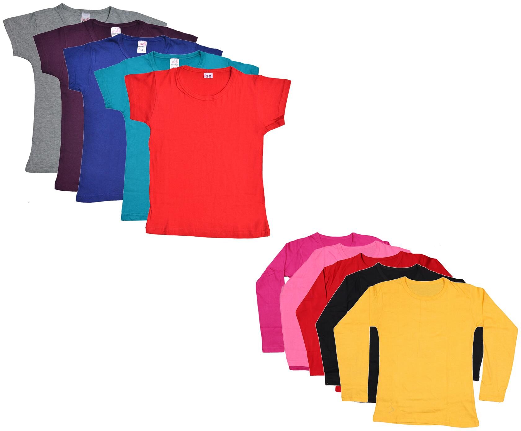 

Indiweaves Girl Cotton Solid T shirt - Multi