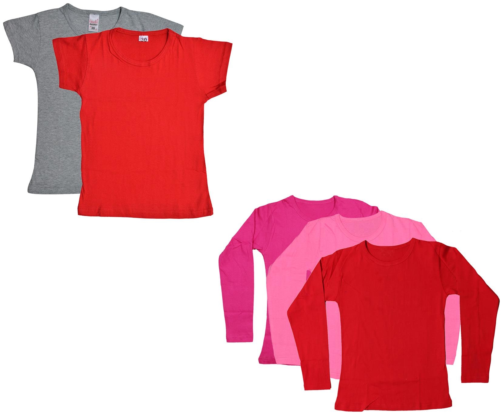 

Indiweaves Girl Cotton Solid T shirt - Multi
