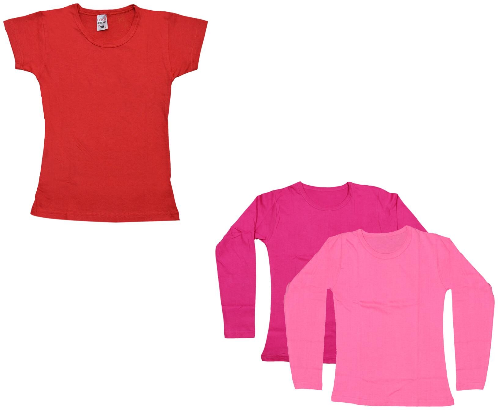 

Indiweaves Girl Cotton Solid T shirt - Multi