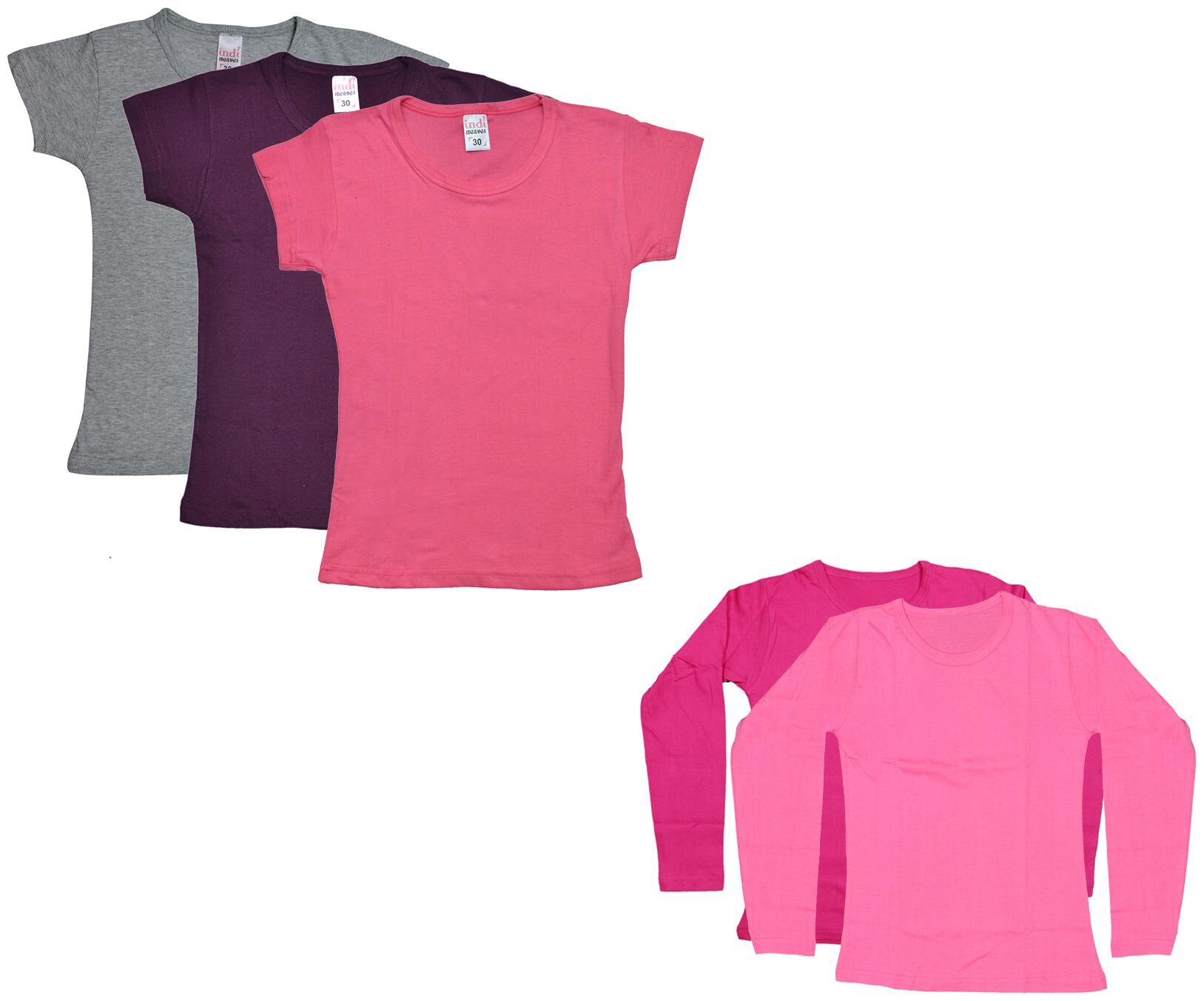 

Indiweaves Girl Cotton Solid T shirt - Multi