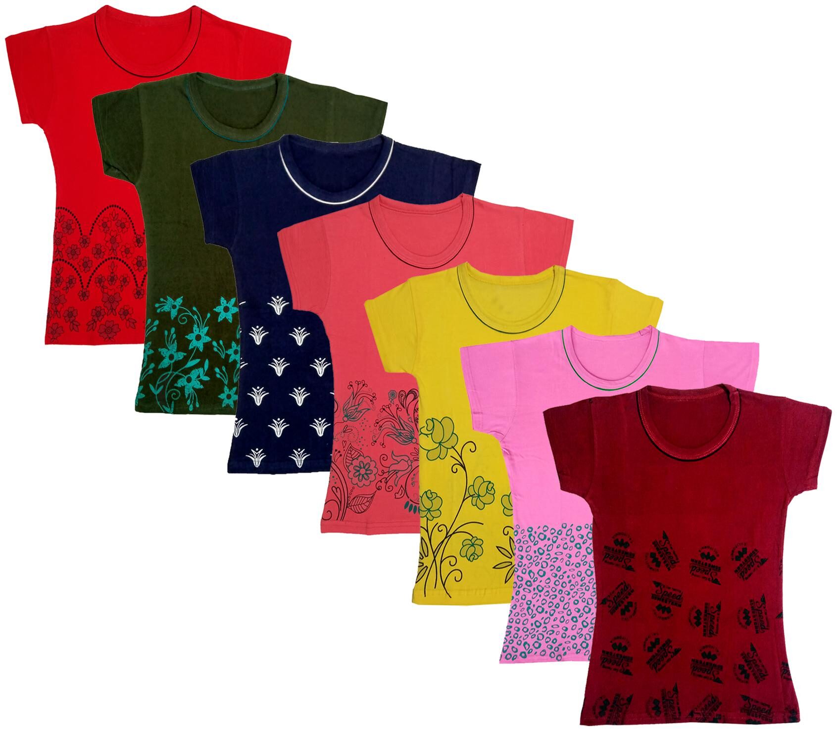 

Indiweaves Girl Cotton Printed T shirt - Multi