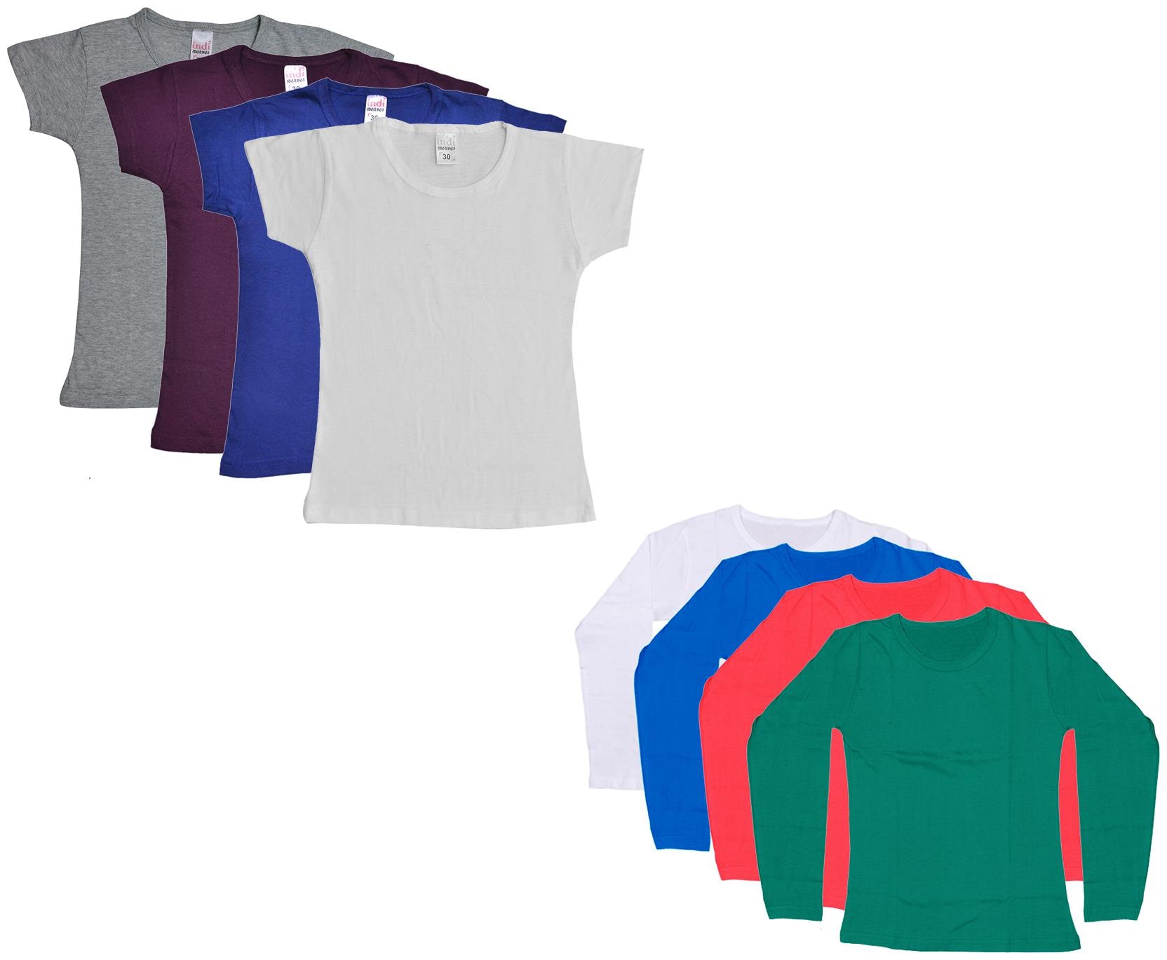 

Indiweaves Girl Cotton Solid T shirt - Multi