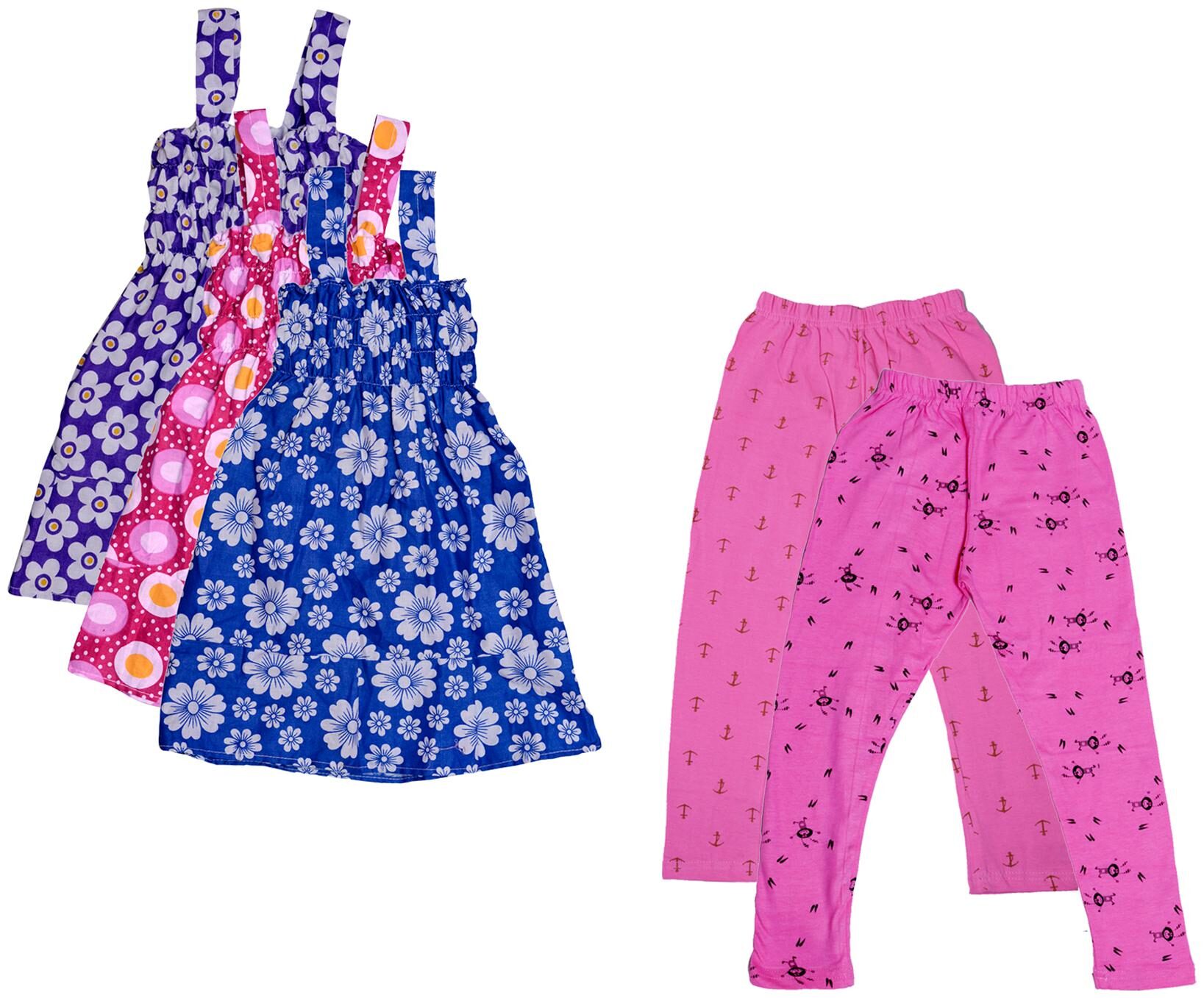 

Indiweaves Girl Cotton Top Bottom Set - Multi