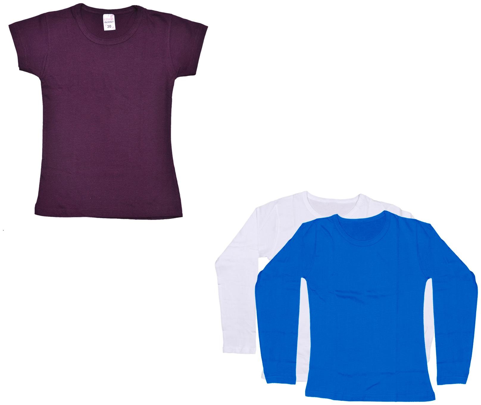 

Indiweaves Girl Cotton Solid T shirt - Multi