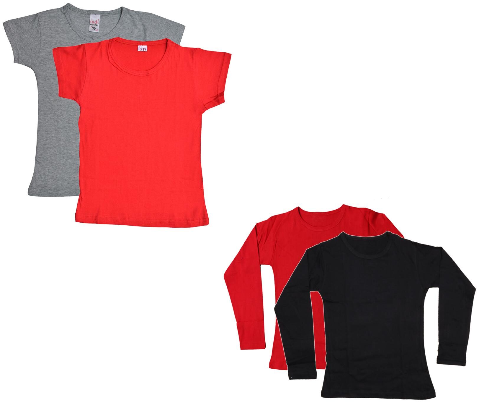 

Indiweaves Girl Cotton Solid T shirt - Multi