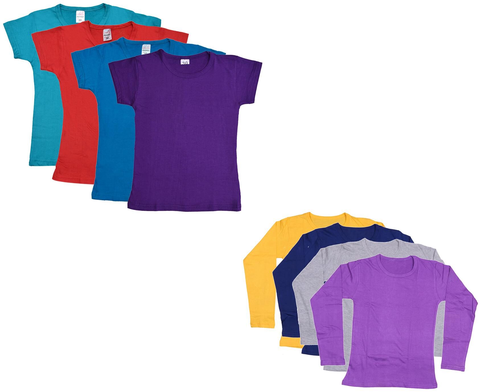 

Indiweaves Girl Cotton Solid T shirt - Multi