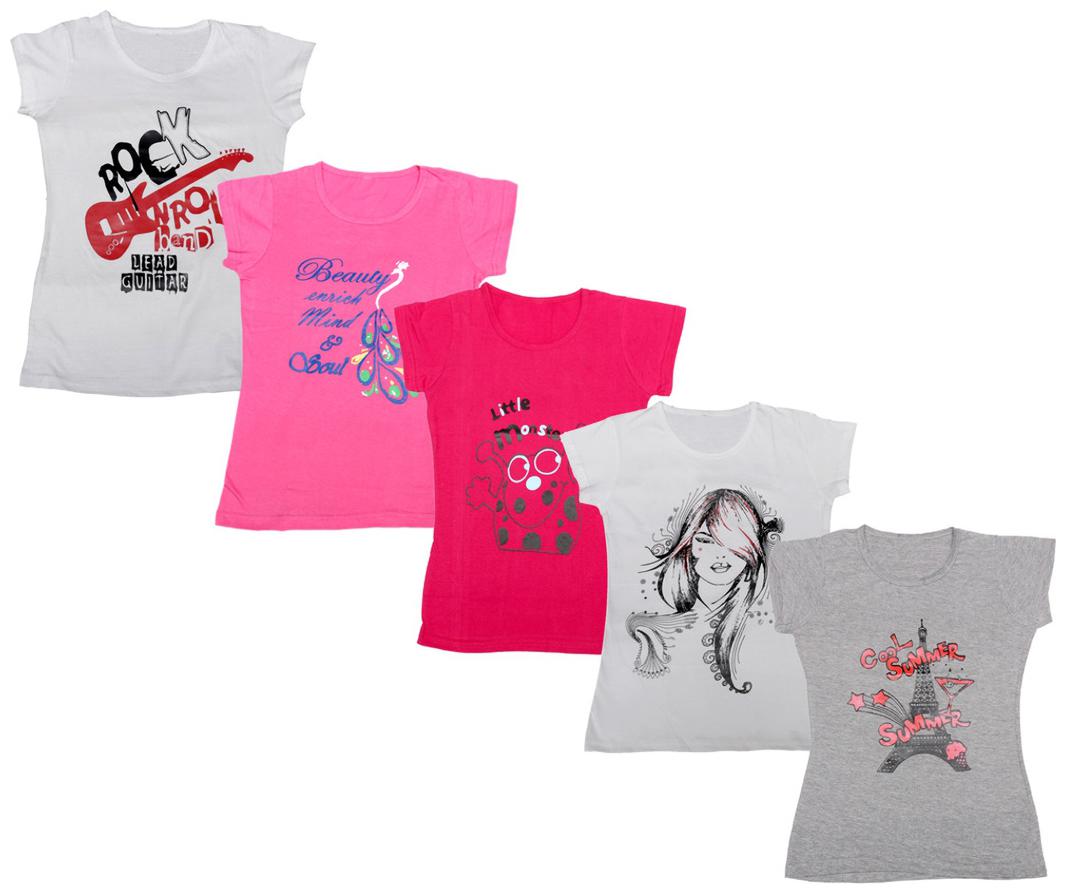 

Indiweaves Girl Cotton Printed T shirt - Multi