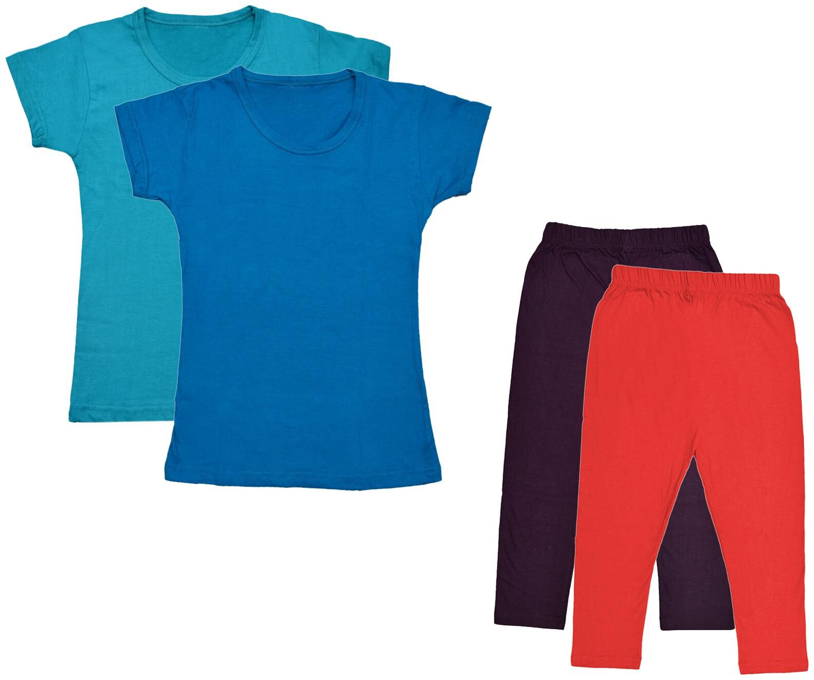

Indiweaves Girl Cotton Top Bottom Set - Multi