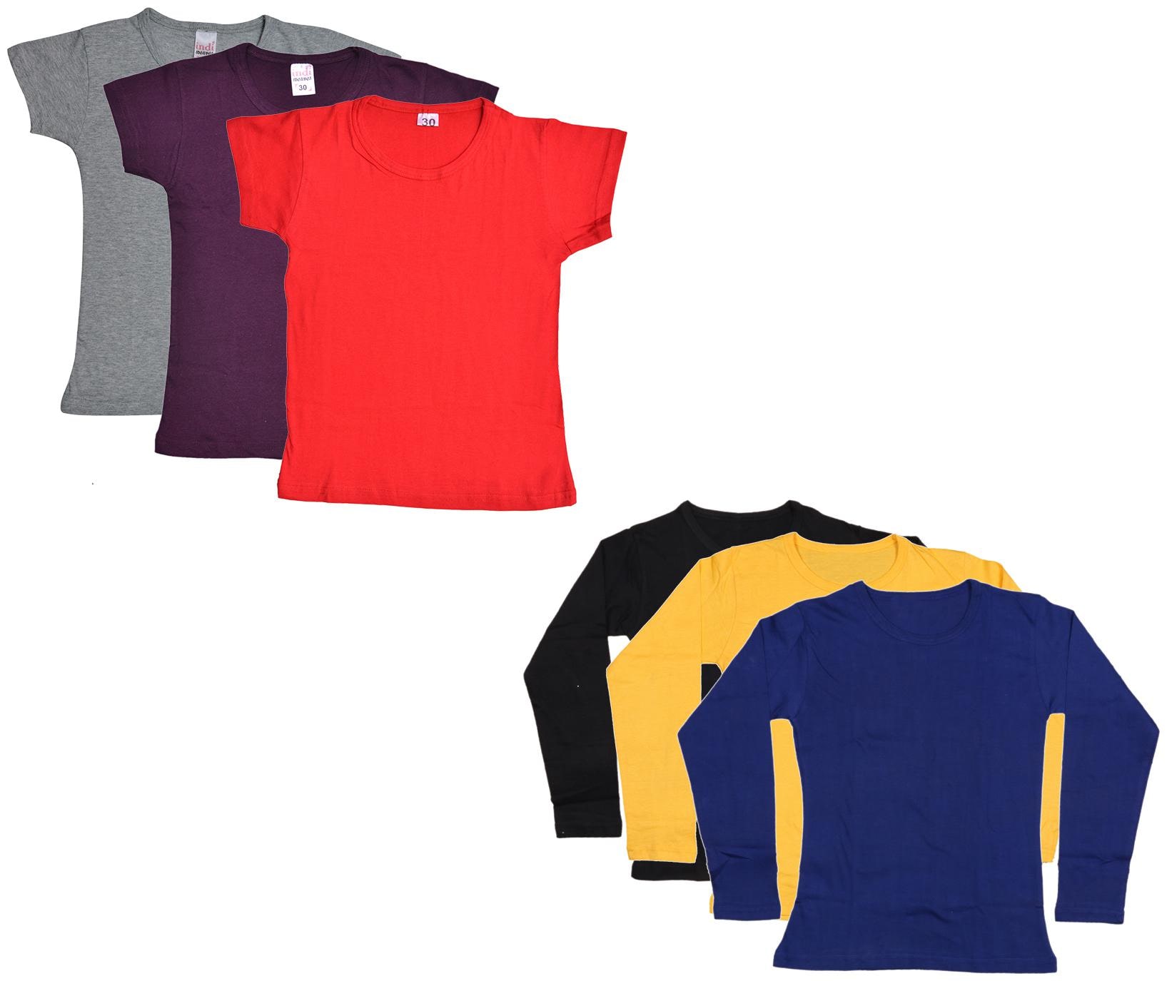 

Indiweaves Girl Cotton Solid T shirt - Multi