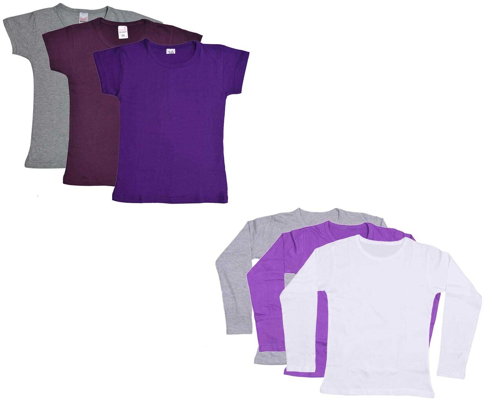 

Indiweaves Girl Cotton Solid T shirt - Multi