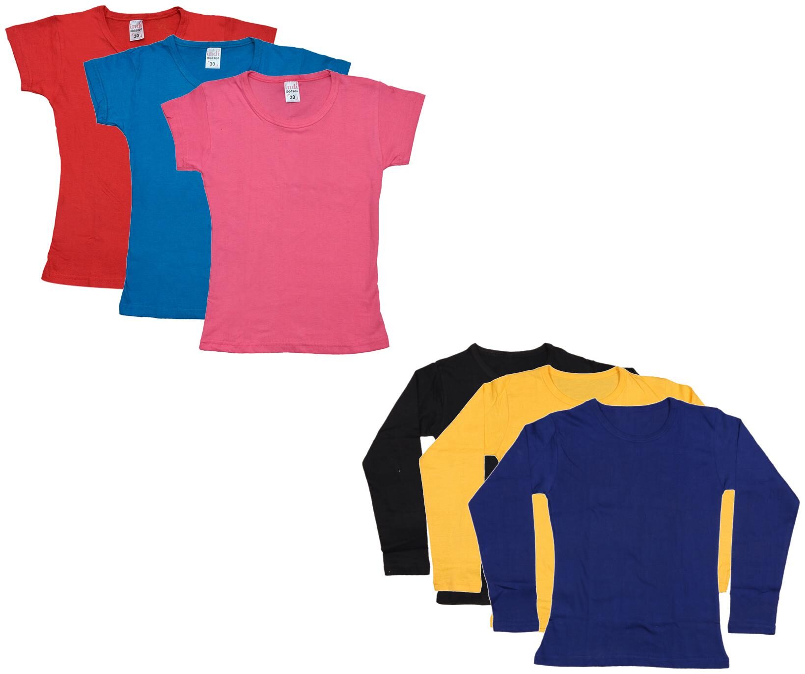 

Indiweaves Girl Cotton Solid T shirt - Multi
