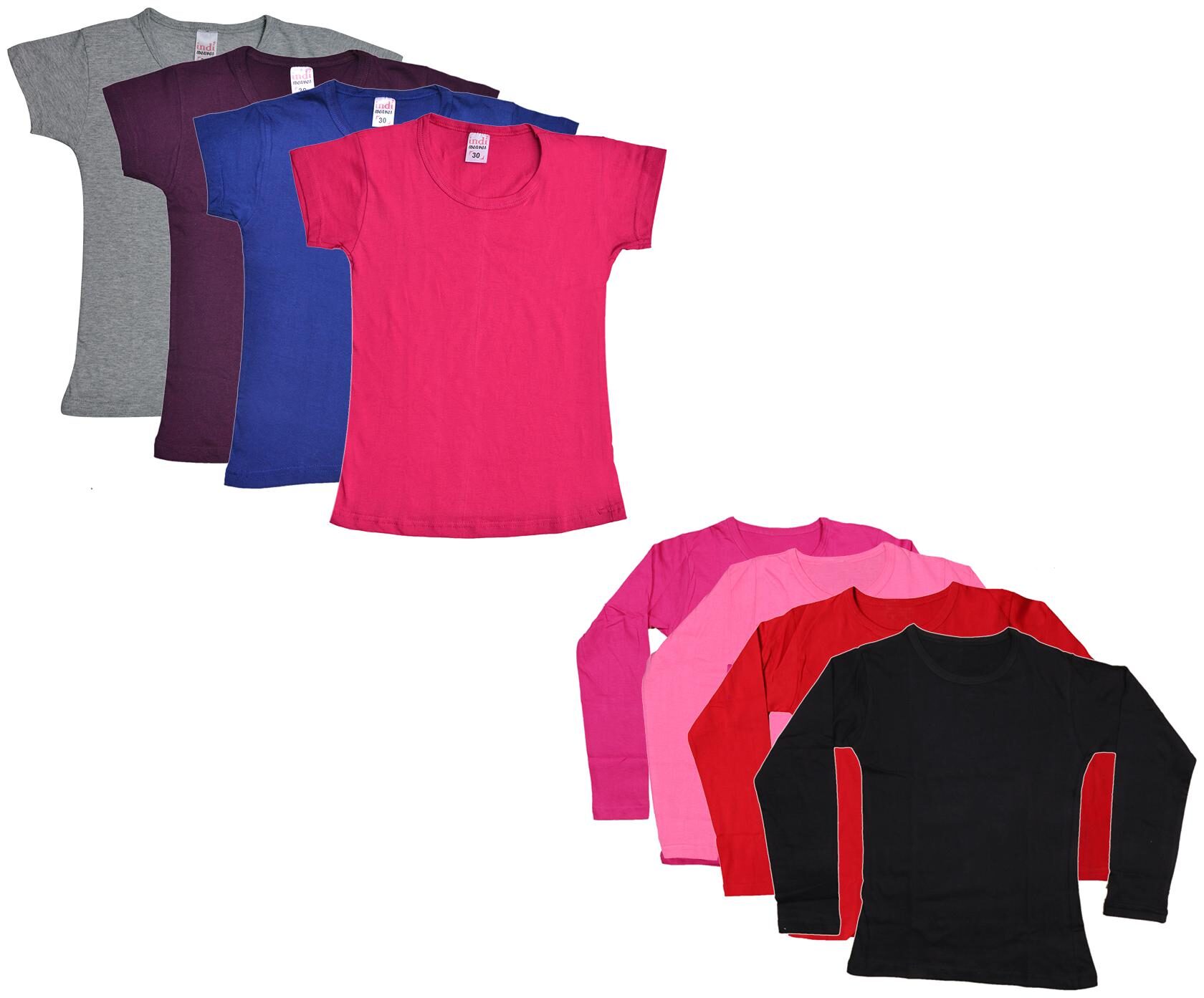 

Indiweaves Girl Cotton Solid T shirt - Multi