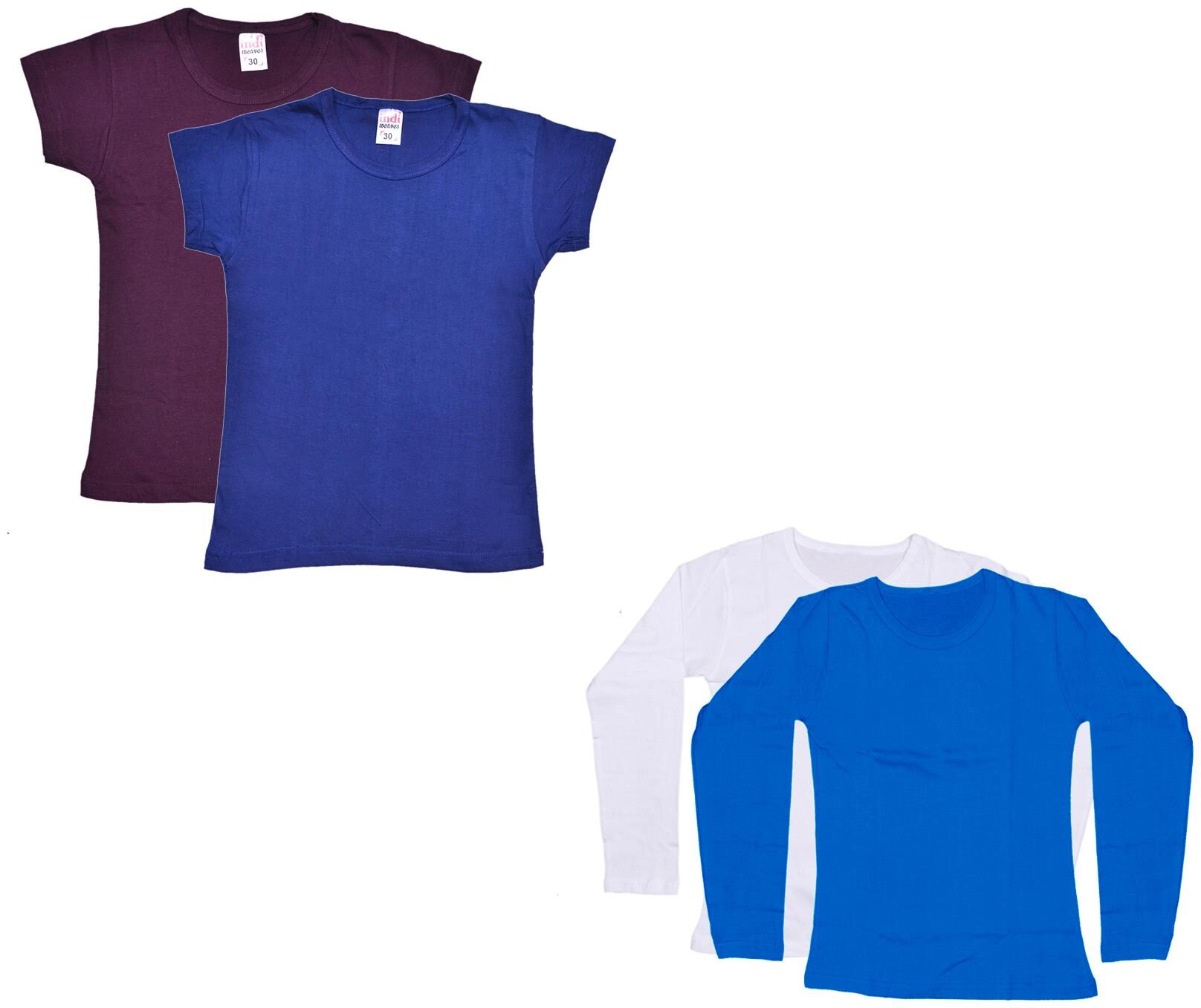 

Indiweaves Girl Cotton Solid T shirt - Multi