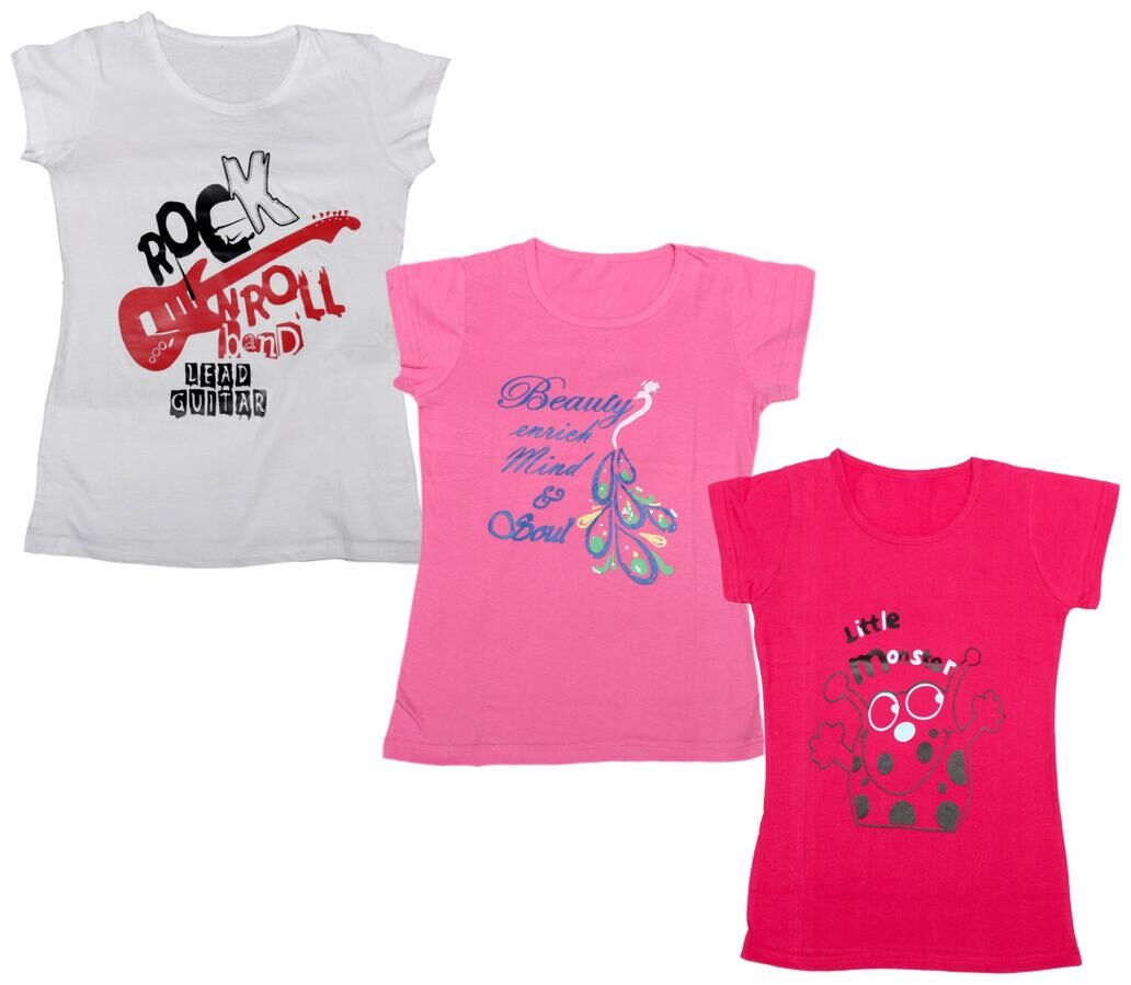 

Indiweaves Girl Cotton Printed T shirt - Multi
