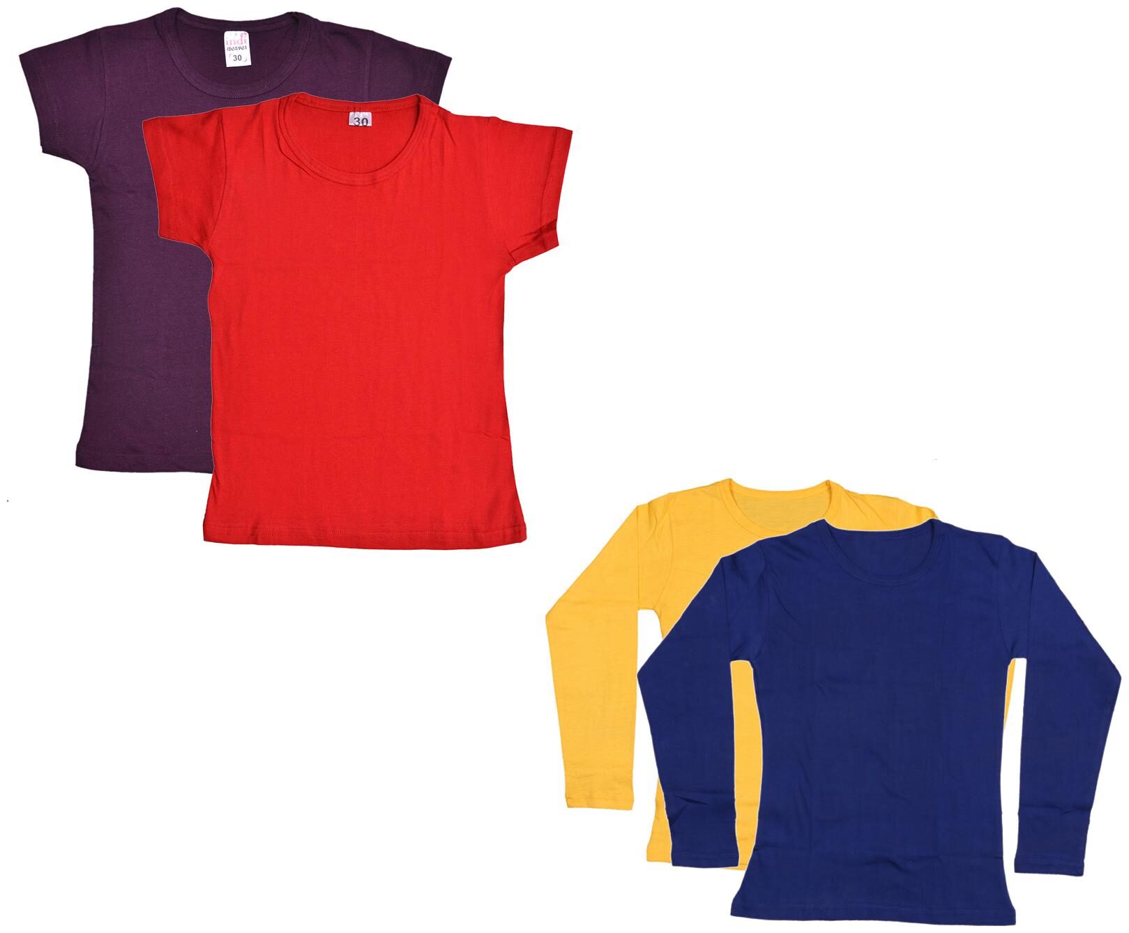 

Indiweaves Girl Cotton Solid T shirt - Multi