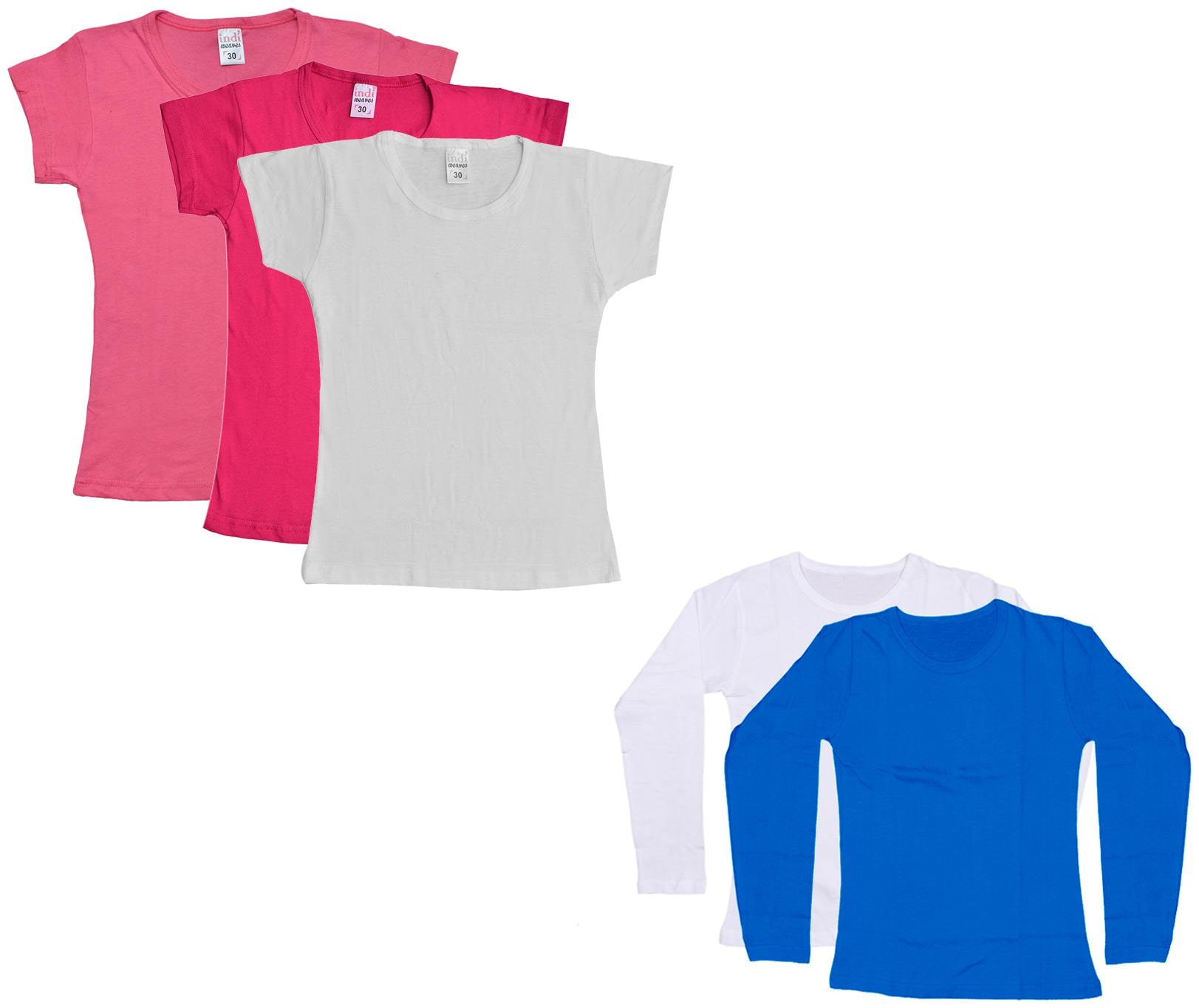 

Indiweaves Girl Cotton Solid T shirt - Multi