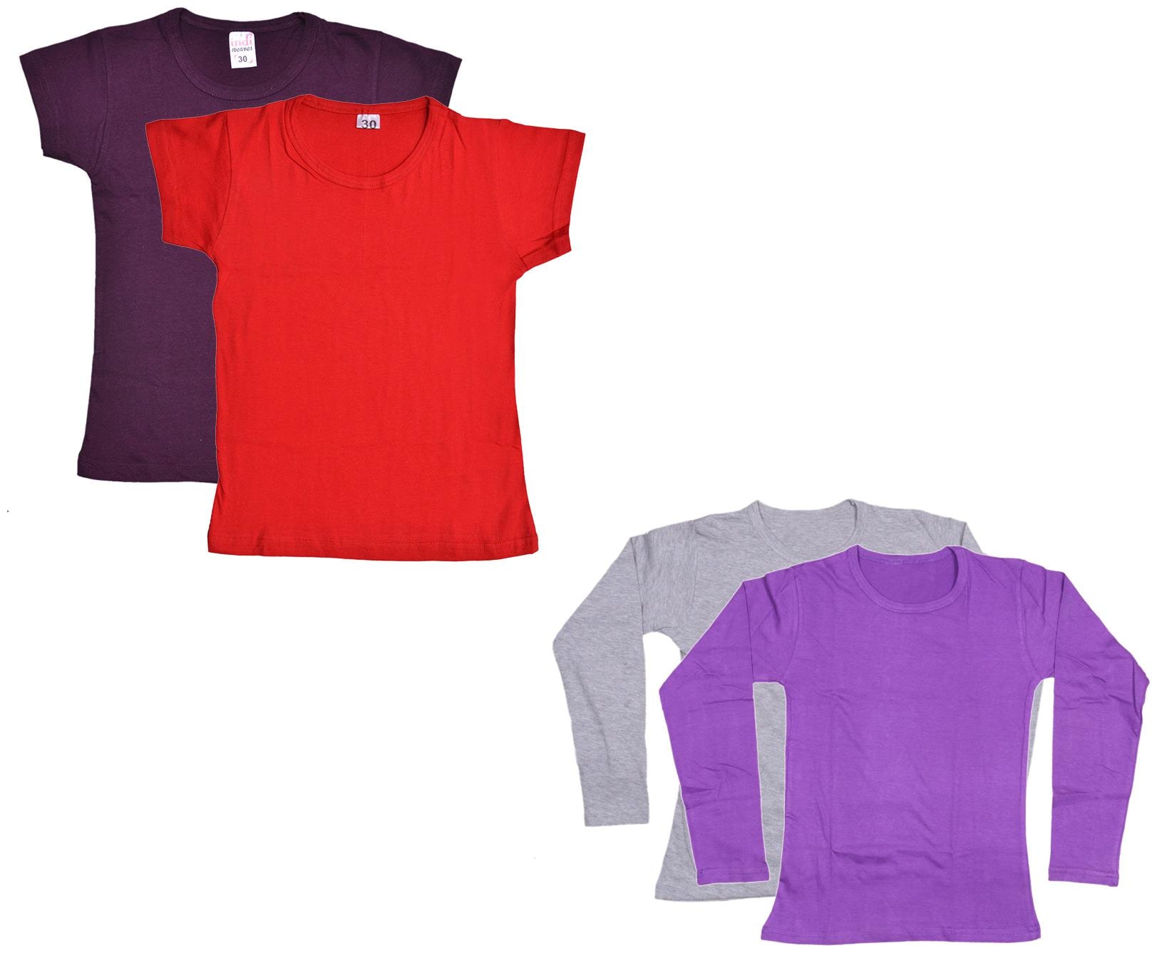 

Indiweaves Girl Cotton Solid T shirt - Multi