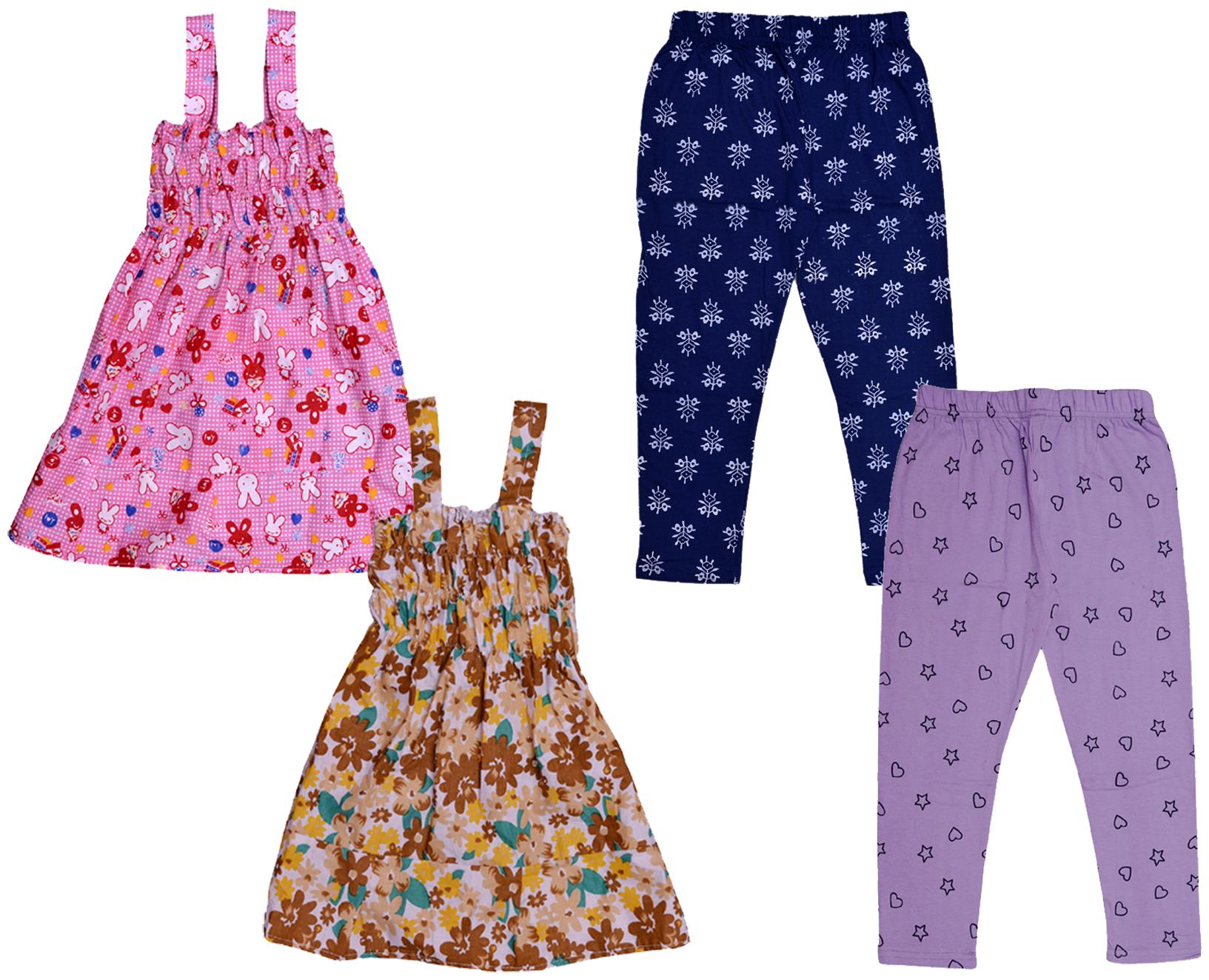 

Indiweaves Girl Cotton Top Bottom Set - Multi