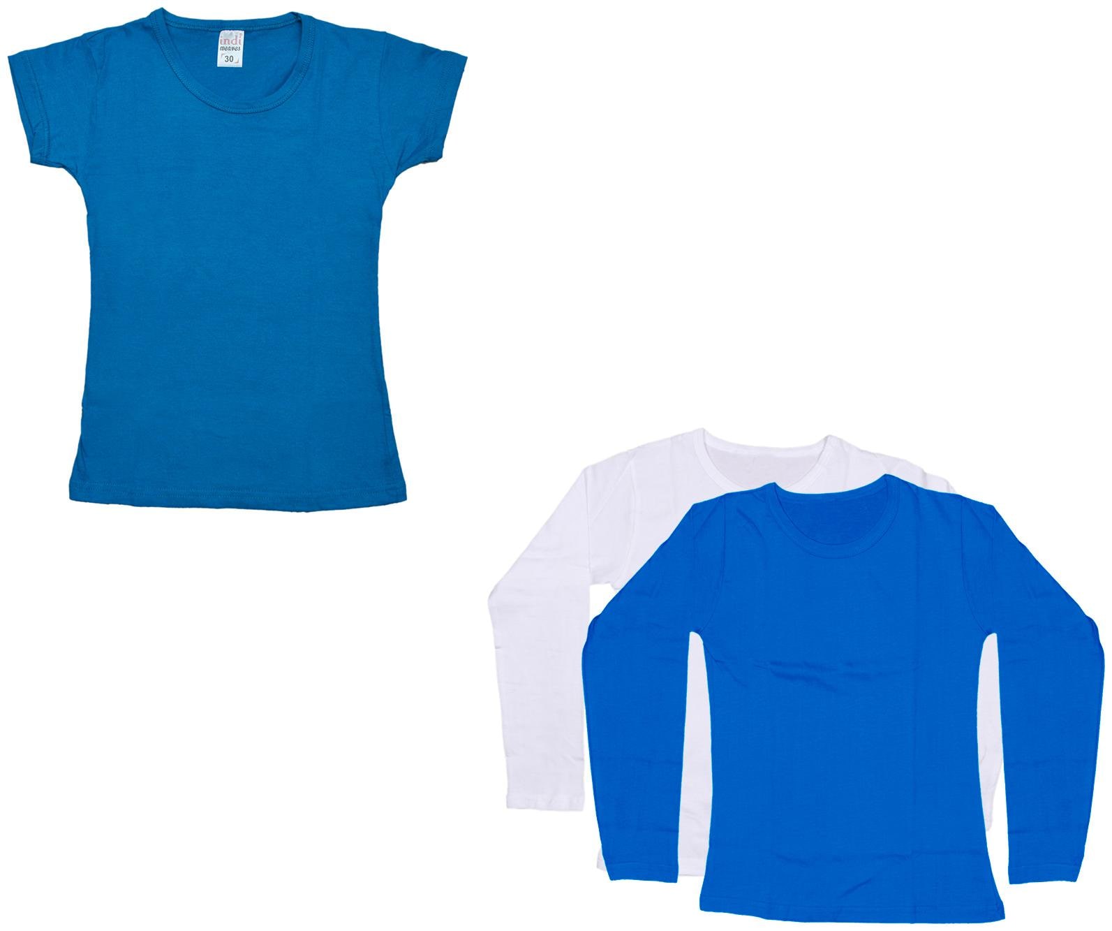 

Indiweaves Girl Cotton Solid T shirt - Multi