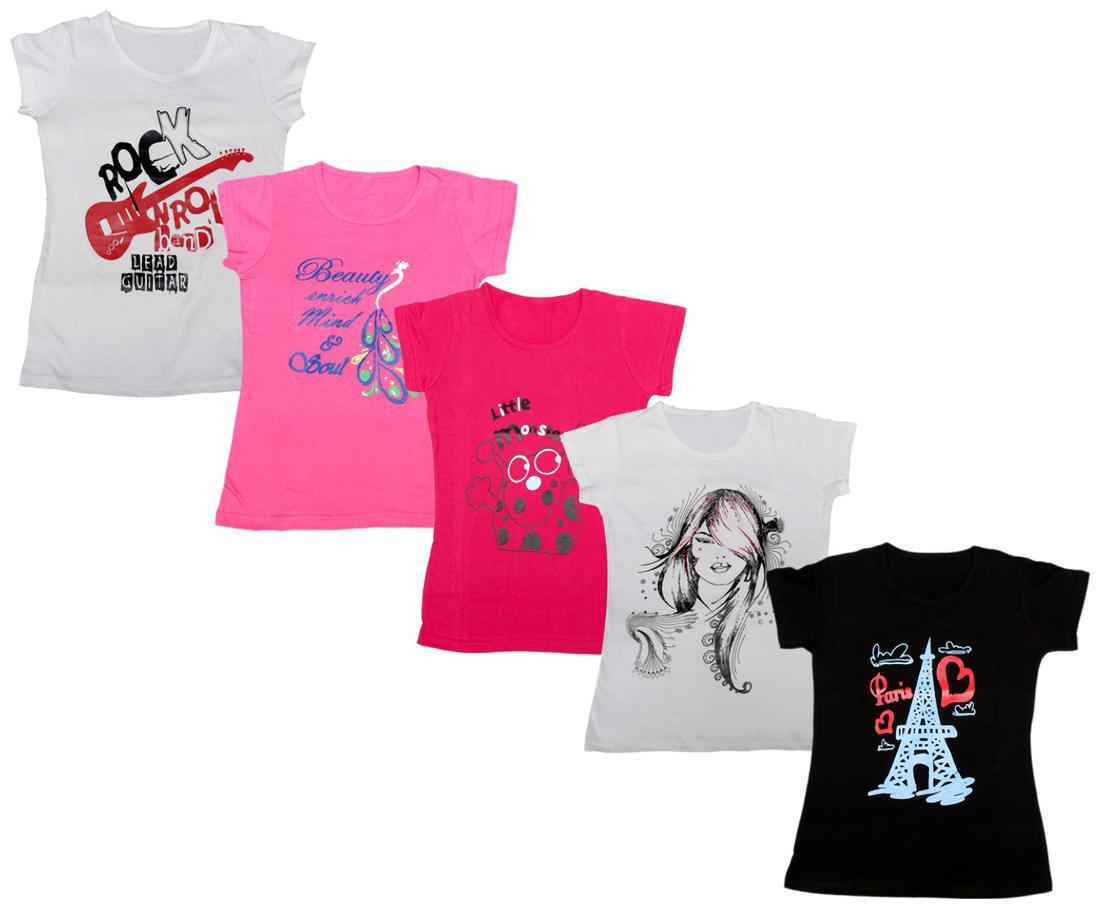 

Indiweaves Girl Cotton Printed T shirt - Black
