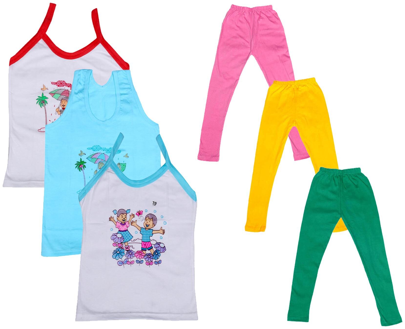 

Indiweaves Girl Cotton Top Bottom Set - Multi