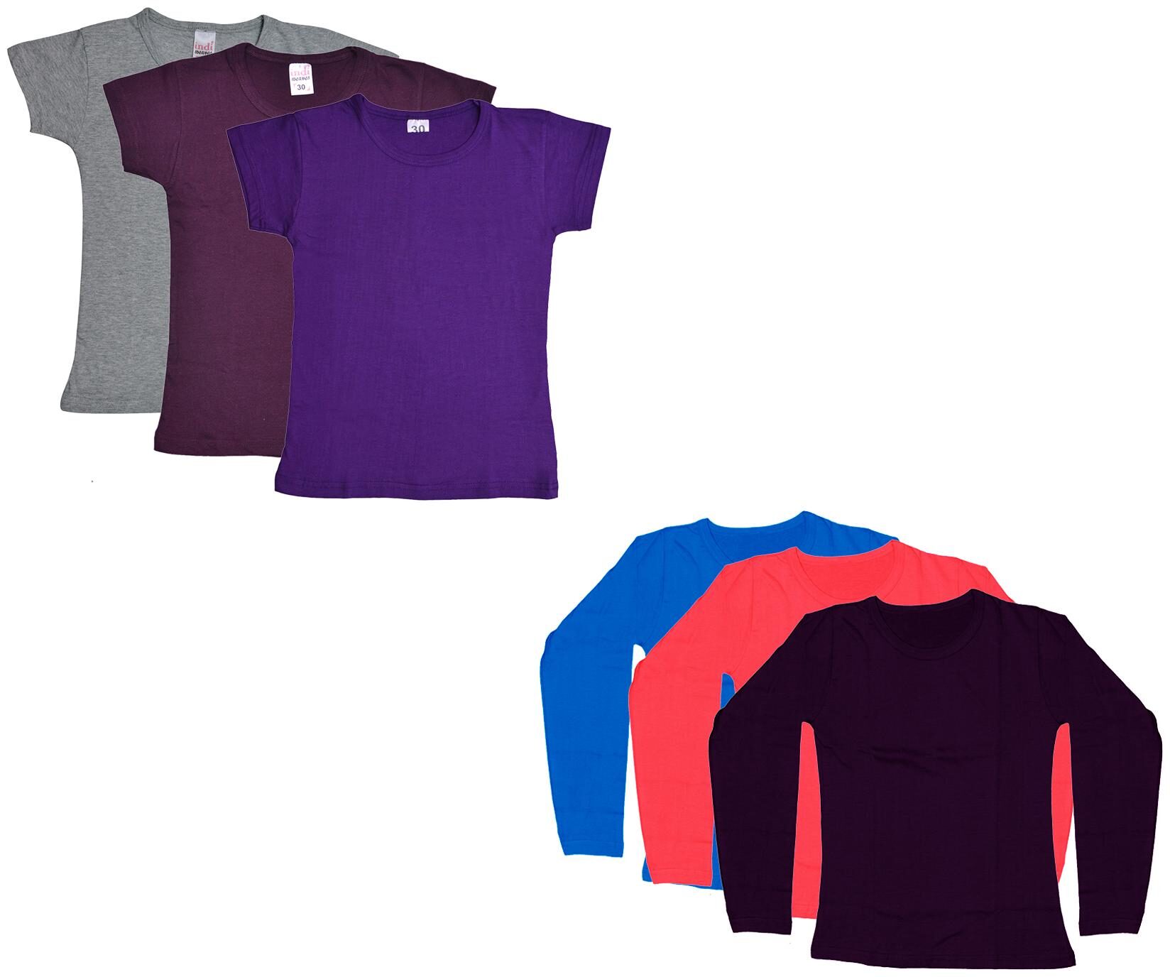 

Indiweaves Girl Cotton Solid T shirt - Multi