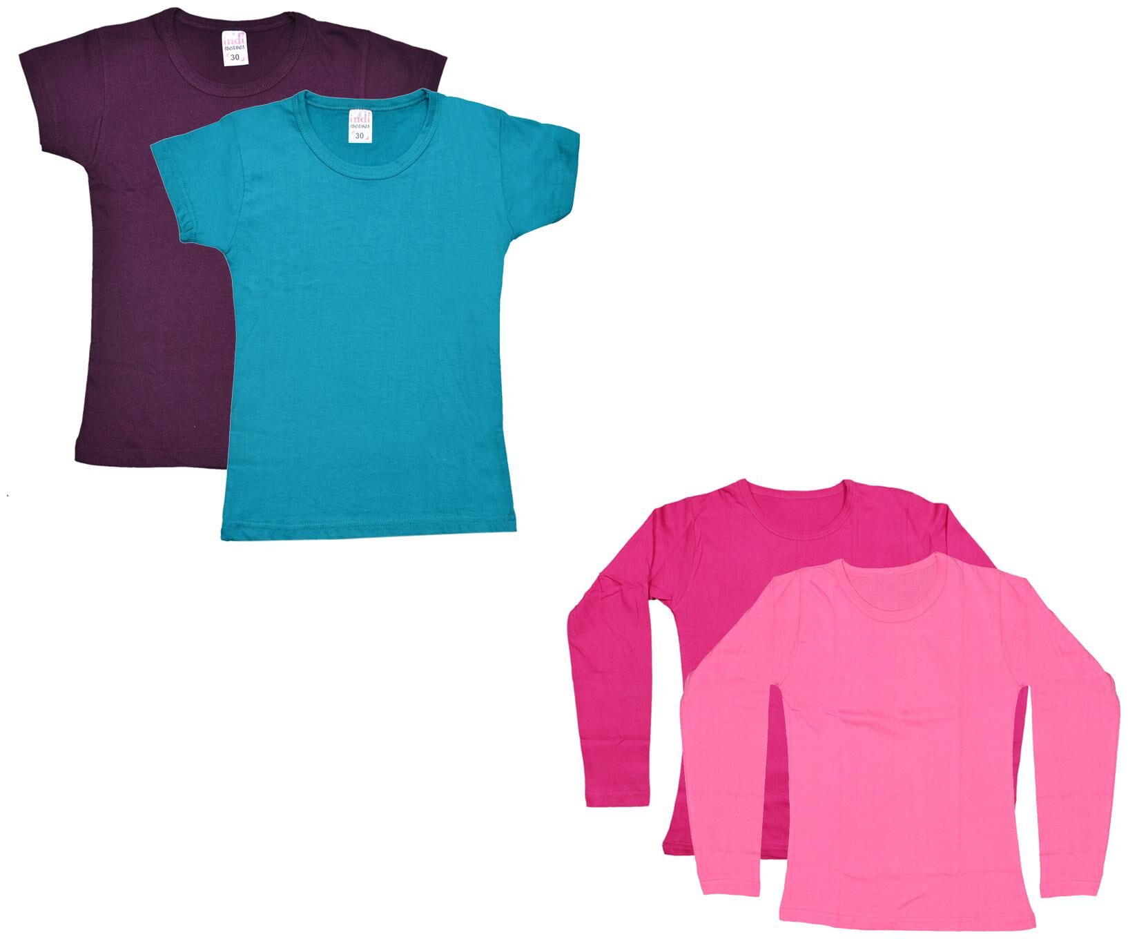

Indiweaves Girl Cotton Solid T shirt - Multi
