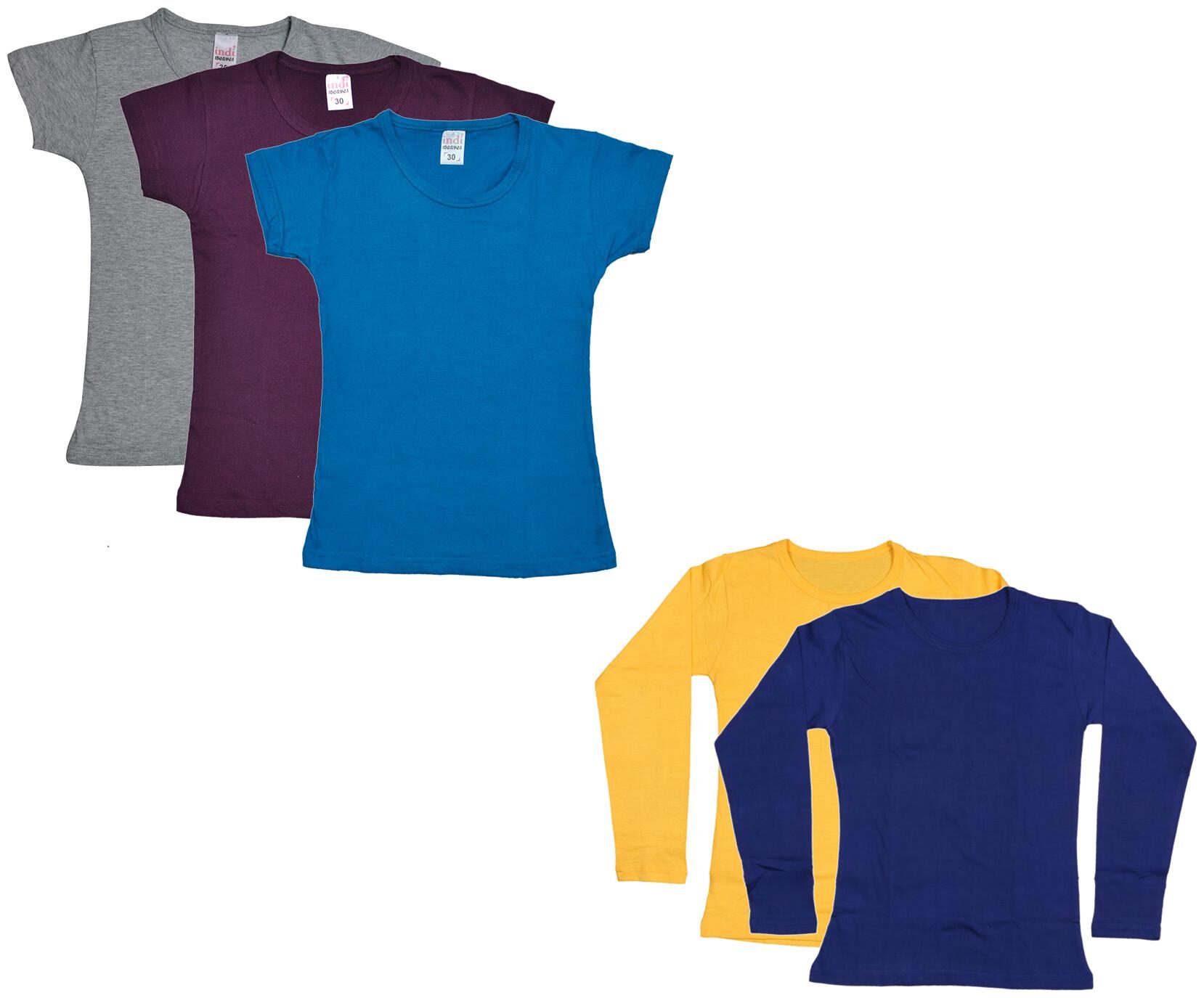 

Indiweaves Girl Cotton Solid T shirt - Multi