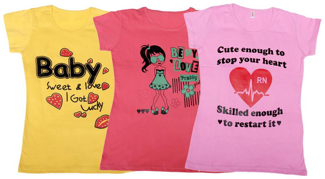 

Indiweaves Girl Cotton Solid T shirt - Multi