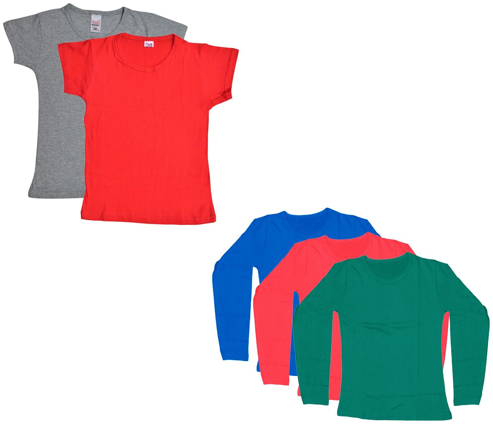 

Indiweaves Girl Cotton Solid T shirt - Multi