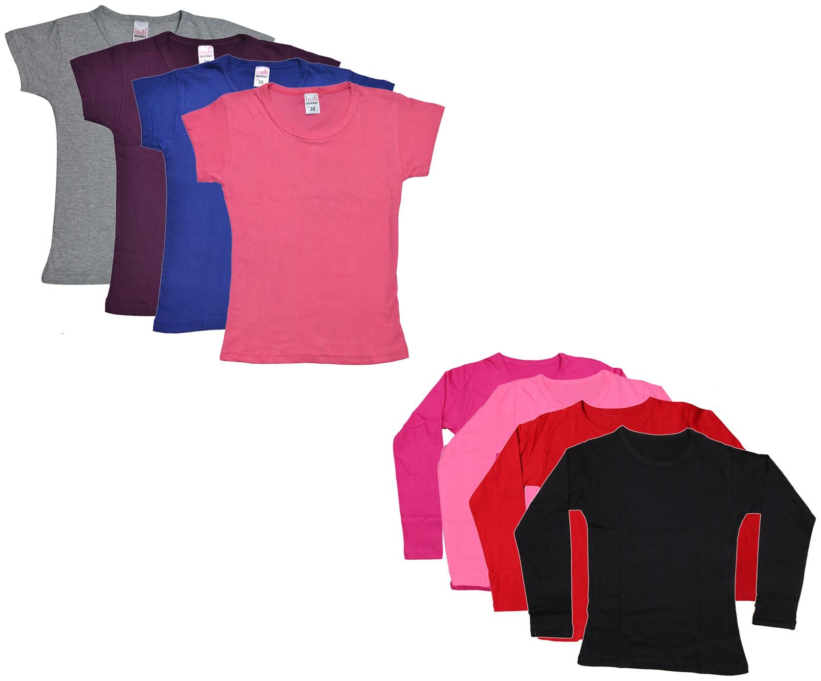

Indiweaves Girl Cotton Solid T shirt - Multi