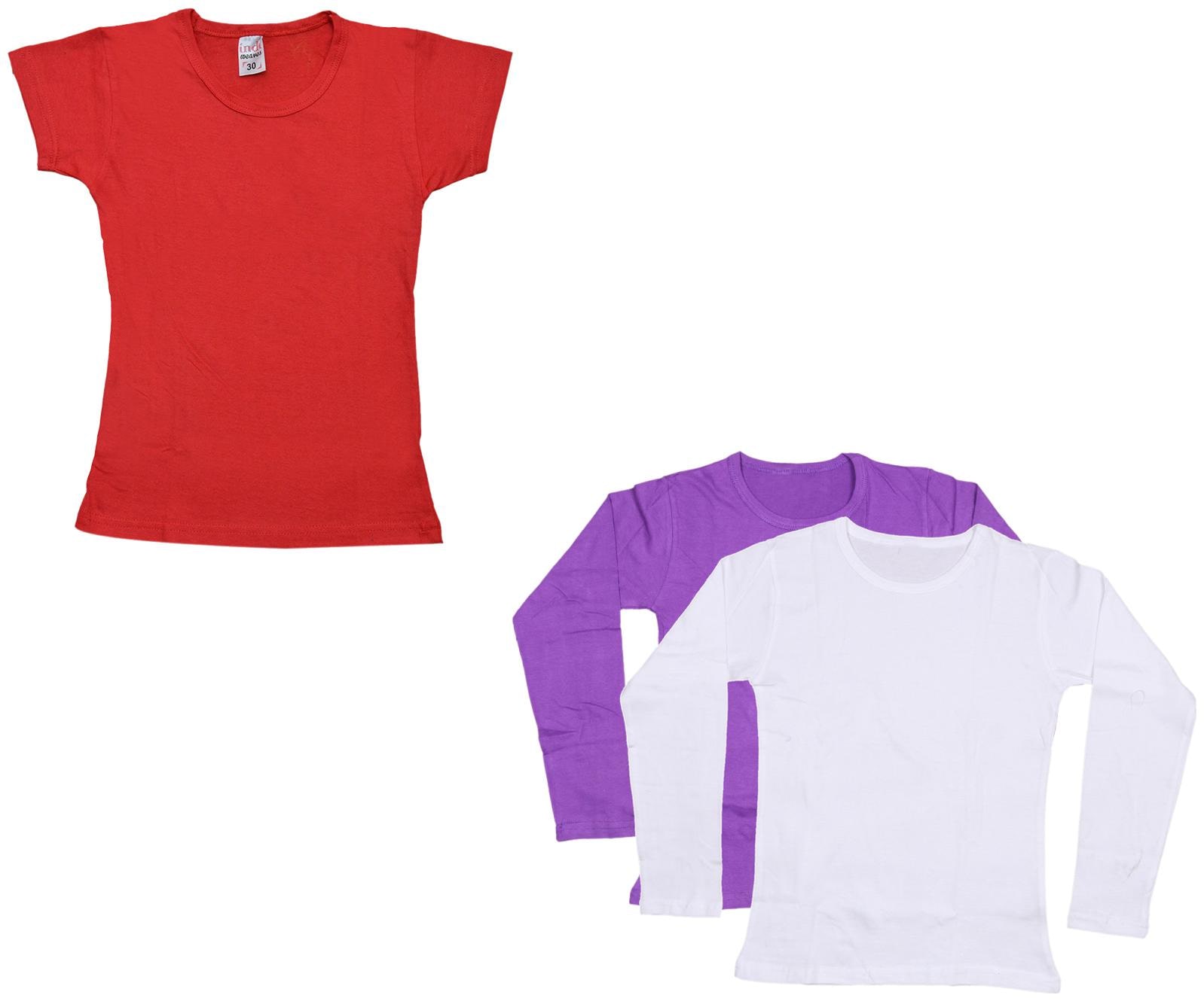 

Indiweaves Girl Cotton Solid T shirt - Multi