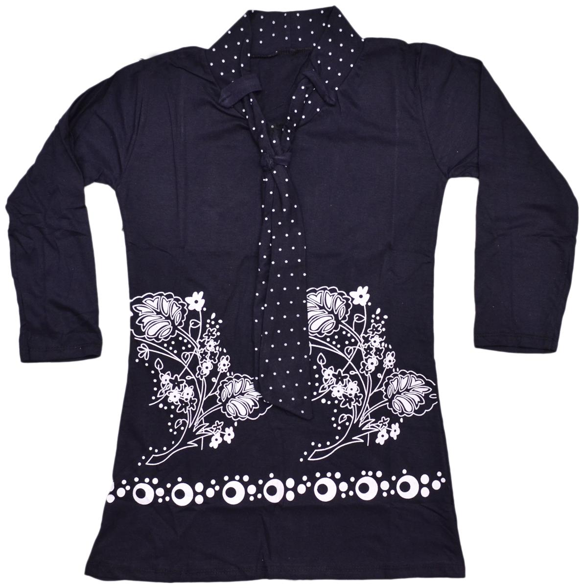 

Indiweaves Girl Cotton Printed Top - Blue