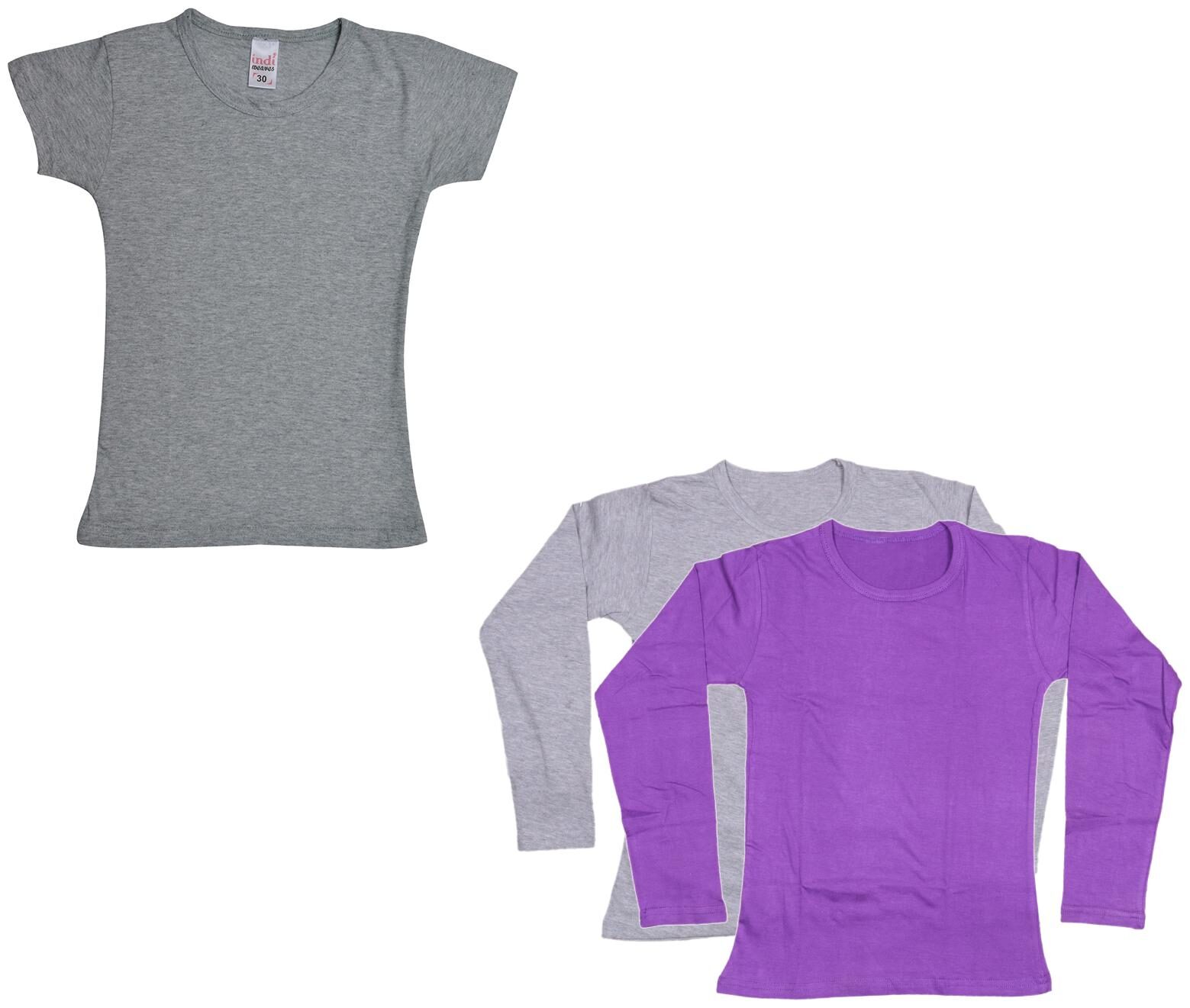 

Indiweaves Girl Cotton Solid T shirt - Multi
