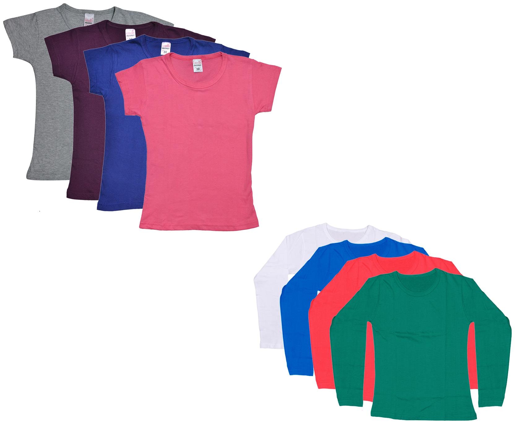 

Indiweaves Girl Cotton Solid T shirt - Multi