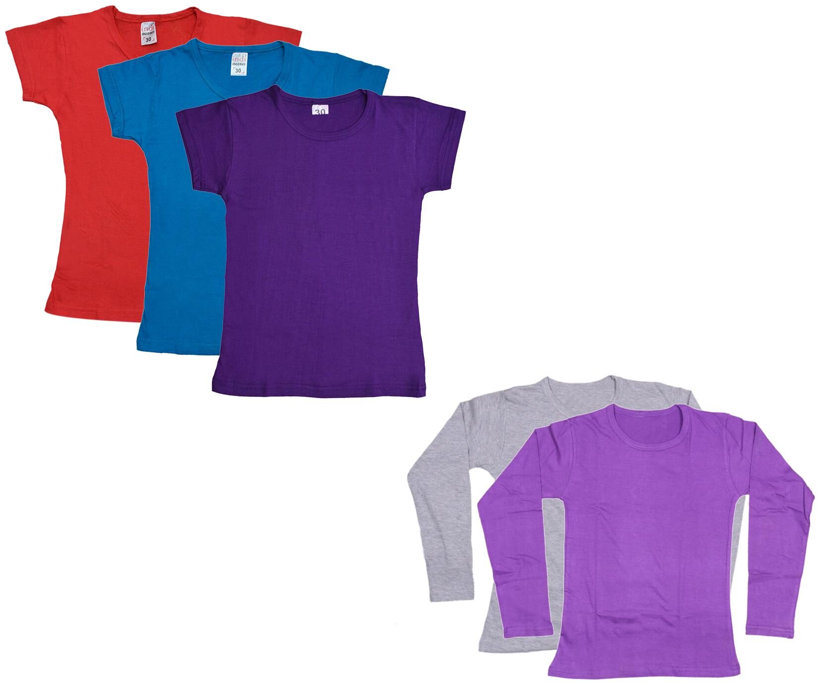 

Indiweaves Girl Cotton Solid T shirt - Multi