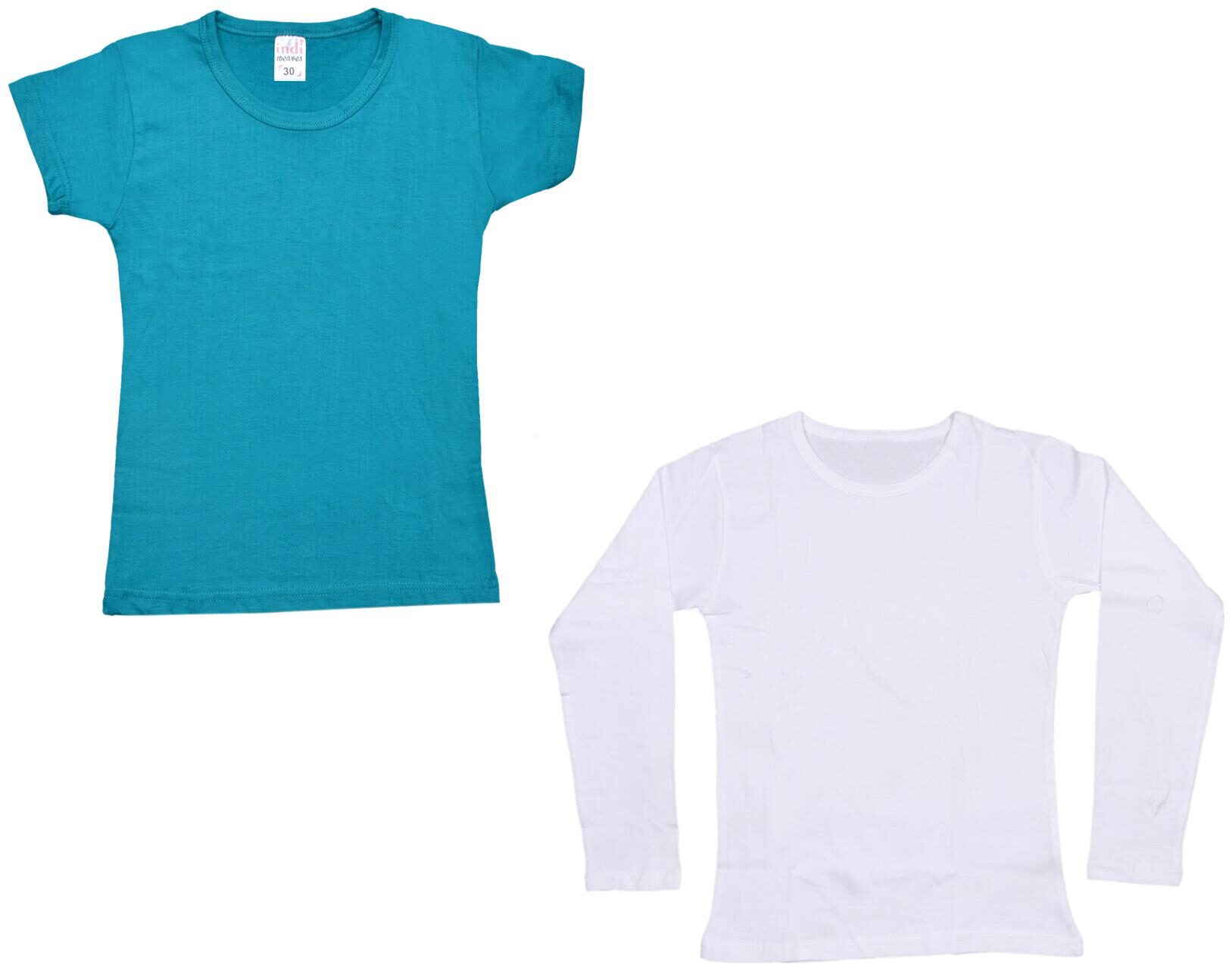 

Indiweaves Girl Cotton Solid T shirt - Multi