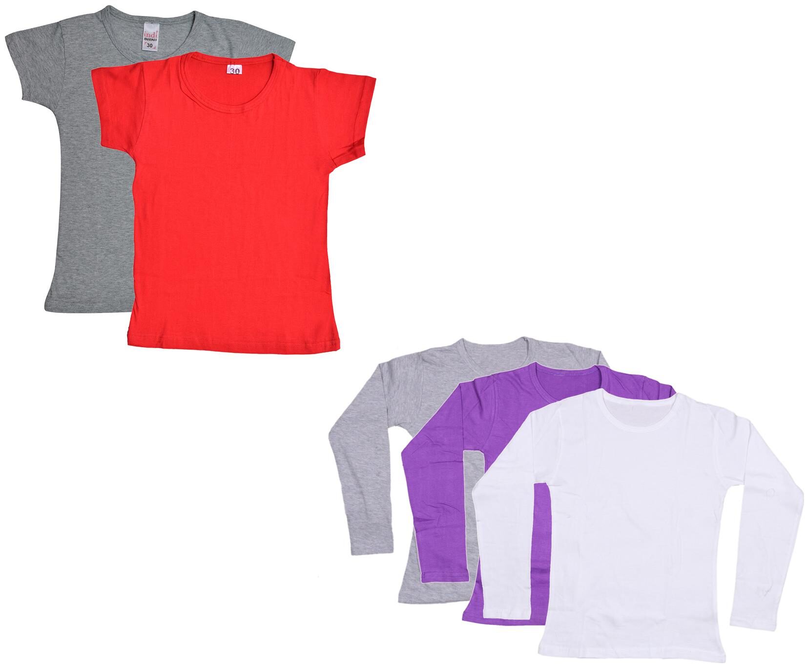 

Indiweaves Girl Cotton Solid T shirt - Multi