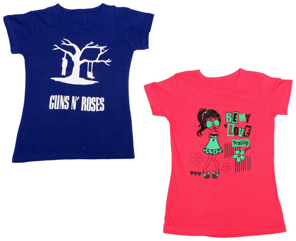 

Indiweaves Girl Cotton Printed T shirt - Blue