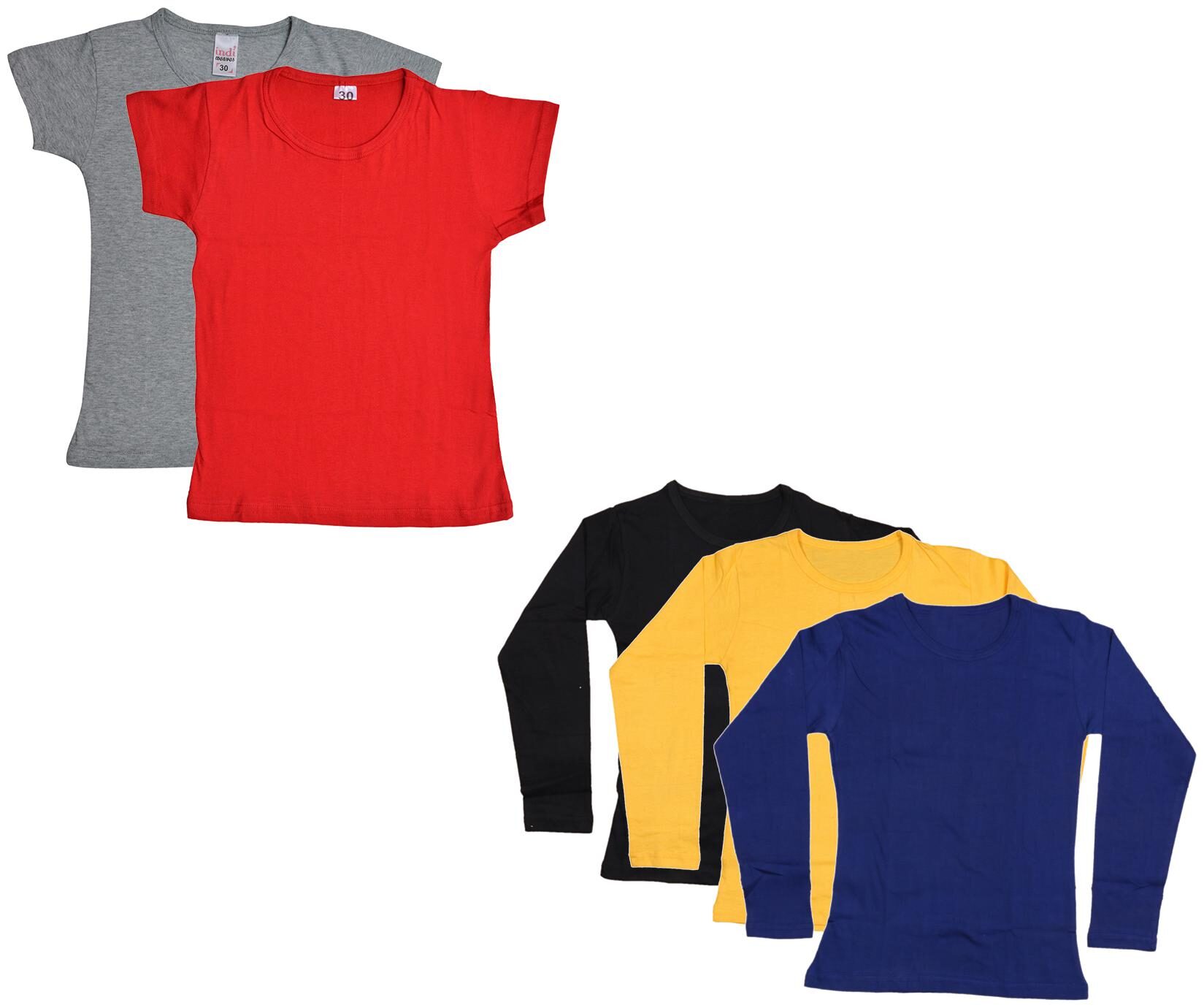 

Indiweaves Girl Cotton Solid T shirt - Multi