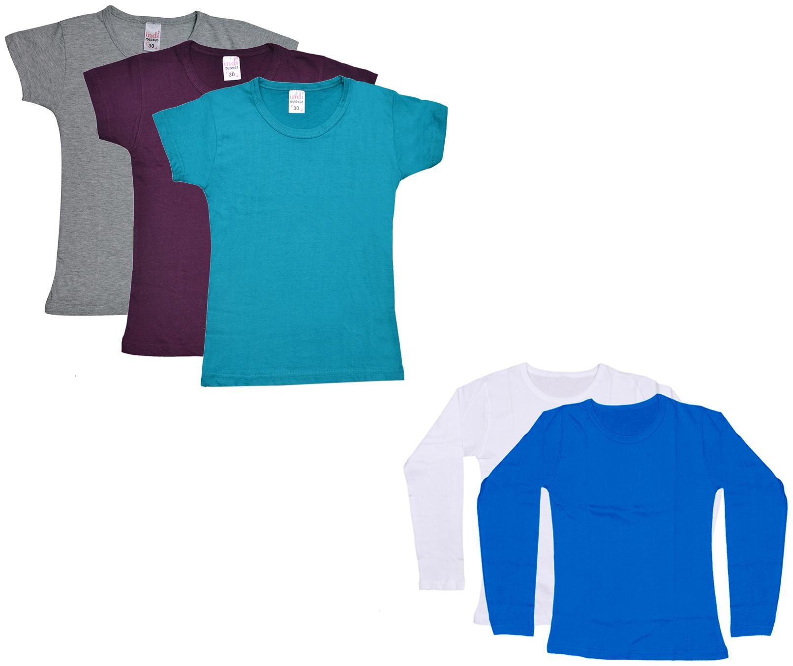 

Indiweaves Girl Cotton Solid T shirt - Multi