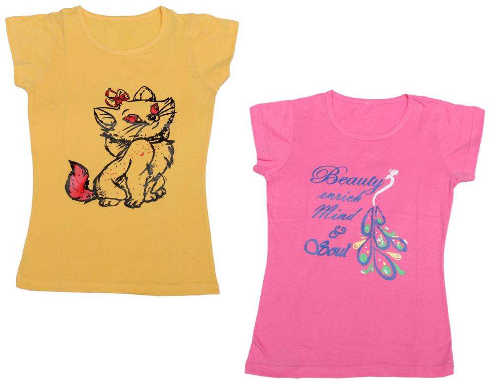 

Indiweaves Girl Cotton Printed T shirt - Blue
