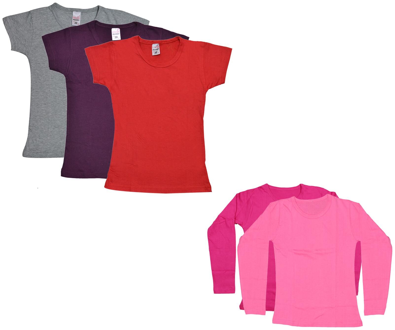 

Indiweaves Girl Cotton Solid T shirt - Multi